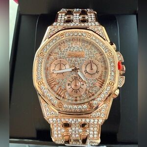 Ed Hardy Rhinestone Rose Gold Watch NWT